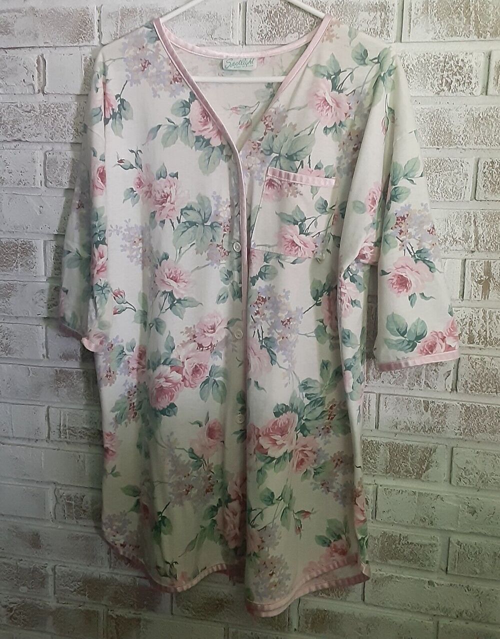 Vintage Spotlight U.S.A. Victorian Rose Sleep Shirt sz 48 NOTE